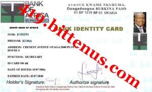 My bank identity card